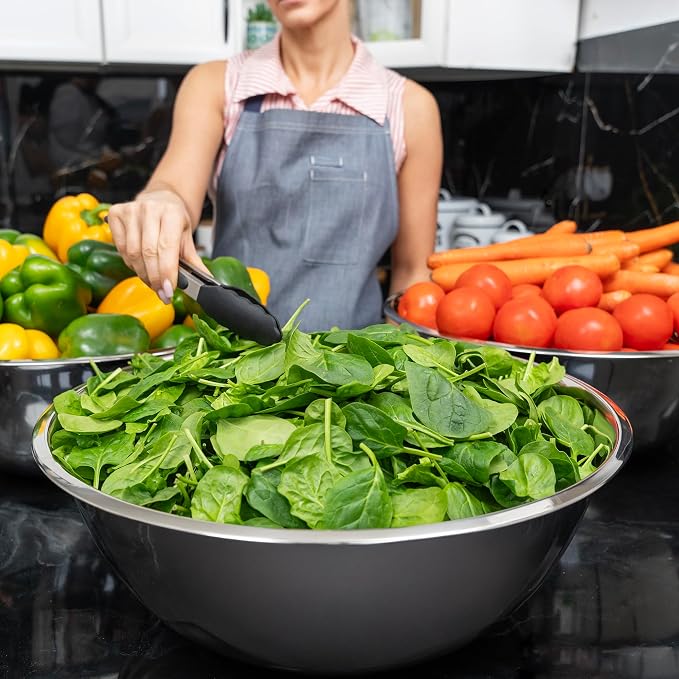 30 Quart Large Stainless Steel Mixing Bowls Set, 3-Pack, Nesting Bowls | Extra Large Commercial Grade Metal Bowls for Meal Prep, Baking, Serving, Food Storage. Rustproof & Dishwasher Safe - Image 7