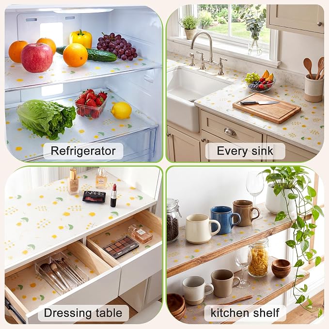 Beautysaid Shelf Liner Non Adhesive — EVA Drawer & Cabinet Liner, Waterproof Non Slip Kitchen Shelf Paper, Thick Washable Refrigerator Mat for Cabinet Shelves & Pantry, Floral, 12 in x 30 FT - Image 6