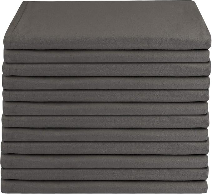 100% Cotton Flour Sack Towels – 12 Pack, 27x27 Inches, Grey, Lint-Free, Pre-Washed, Hemmed Edges – Reusable Kitchen Towels for Cleaning, Embroidery, Printing & Crafts - Grey - Image 2