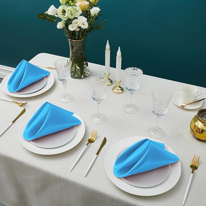 MDS® Pack of 150 Satin Napkins 12 x 12 Inch, Soft Silky Reusable Cloth Dinner Table Napkins for Wedding Décor, Reception, Birthday, Parties, Banquets, Catering, Restaurants & Hotel - Turquoise - Image 2