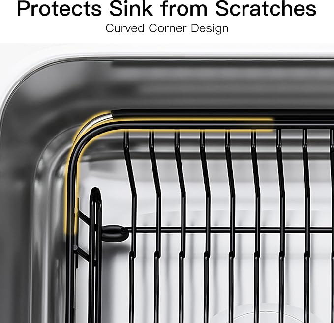JASIWAY Black Dish Drying Rack in Sink with Utensil Holder, RV, Apartment | Over Sink Expandable Stainless Steel Dish Drainers for Compact Kitchen, Space Saving, Fast Drain, Rustproof, For 1-2 people - Image 8