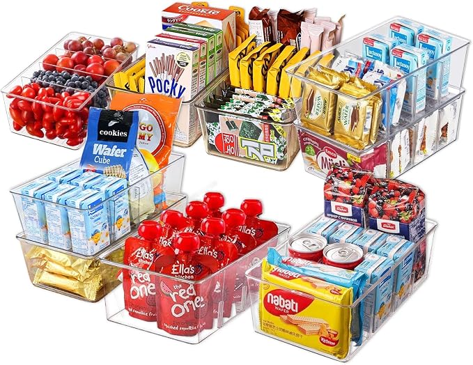 4PCS Food Storage Organizer Bins Clear Plastic Removable Snack Organizer Pantry Organization Storage Racks with Removable Divider,Perfect for Kitchen,Fridge,Cabinet,Bathroom Organization - Image 7