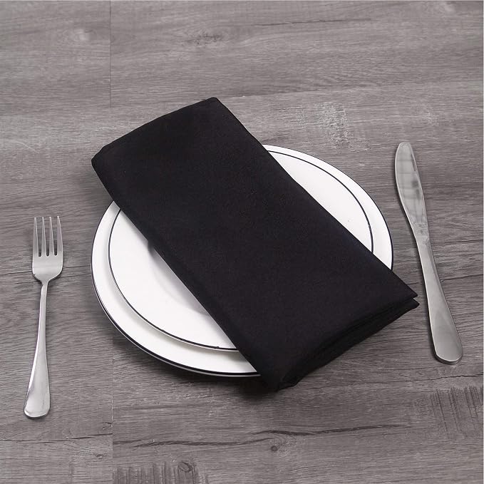 50pcs Polyester Cloth Napkins - 17 x 17 inch Black Dinner Washable Napkins with Hemmed Edges for Restaurant/Wedding/Hotel(50,Black) - Image 6