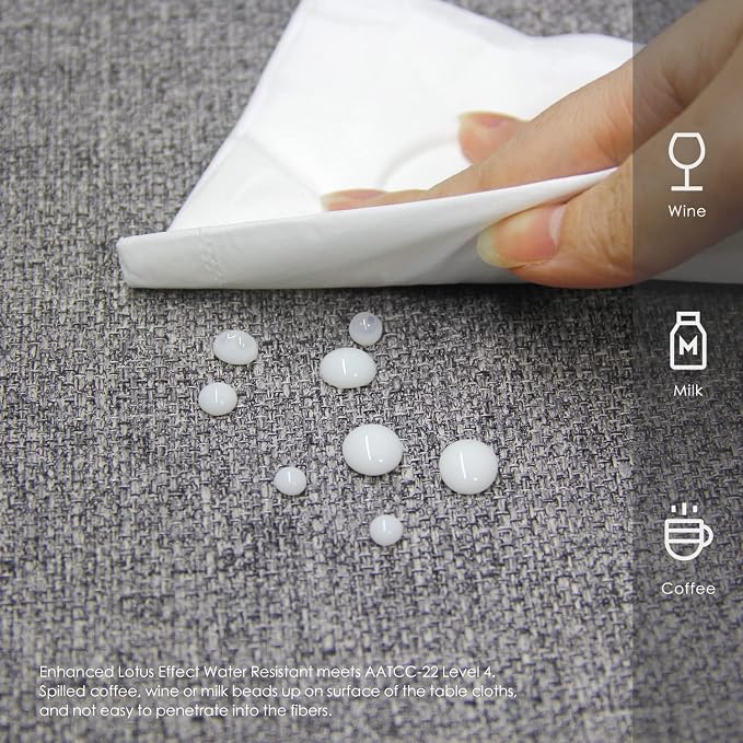 BALCONY & FALCON Rectangle Table Cloth Waterproof Gray 118"x57" | Rectangular Washable Wrinkle Resistant Table Cloth Linen Fabric Tablecloths for Dining Party Kitchen Wedding and Outdoor Use - Image 3