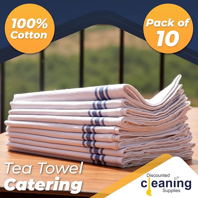 Tea Towel for Kitchen 27.6'' x 18.5'' - Pack of 10 - Cotton – Dish Towels for Drying Dishes – Quality Tea Towels for Catering – Glass Cloth for Bar & Restaurant - Image 2