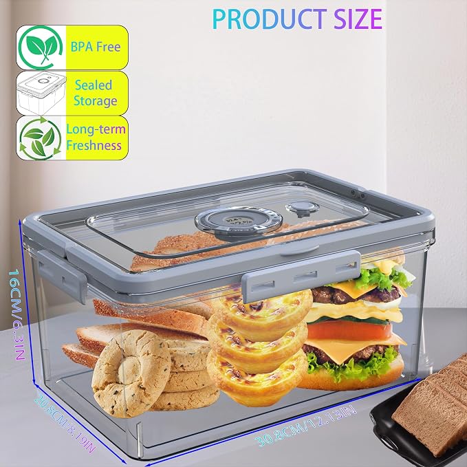 Bread Box With Digital Hygrometer, Portable Bread Boxes with Lid and Handle,New Upgrade Time Recording Bread Storage Container for Homemade Breads,Toast, Bagel, Donut and Cookies,Gifts for Mom Dad - Image 5