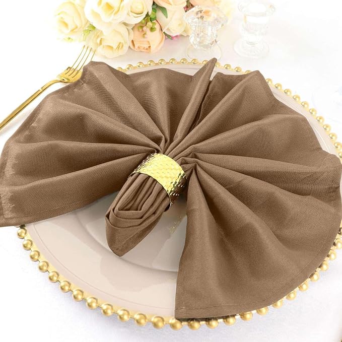Efavormart Premium Cloth Napkins Set of 100, 20x20 Inch Taupe Seamless Dinner Napkins, Washable Linen Table Napkin Cloth with Hemmed Edges for Weddings, Party and Banquet - Image 2