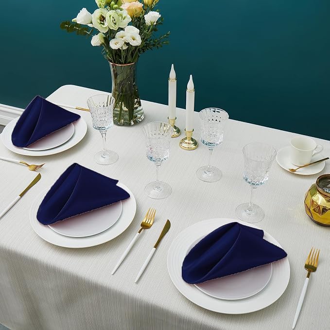 MDS® Pack of 150 Satin Napkins 12 x 12 Inch, Soft Silky Reusable Cloth Dinner Table Napkins for Wedding Décor, Reception, Birthday, Parties, Banquets, Catering, Restaurants & Hotel - Navy Blue - Image 2