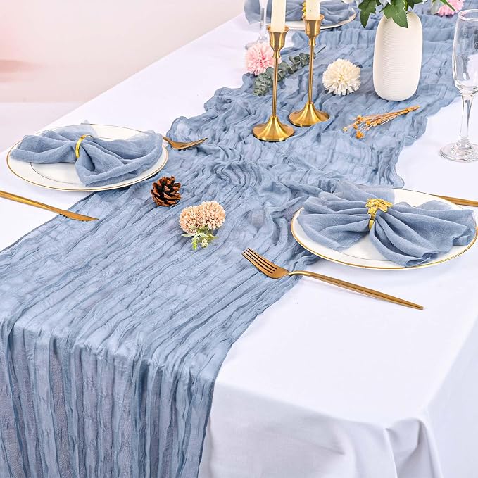 Dusty Blue Cheesecloth Napkins - Bulk Set of 100, 20x20 Inch Washable and Reusable Boho Cotton Gauze Cloth Napkins for Weddings, Bridal Girl Baby Shower, Party and Banquet - Image 6