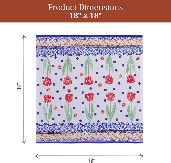 Maison d' Hermine Cloth Napkins Set of 4 Reusable 100% Cotton (18" x 18") | Everyday Square Napkins Cloth Washable Dinner Party Wedding Restaurant Hotel Kitchen Spring Summer - Folky Floral - Image 7