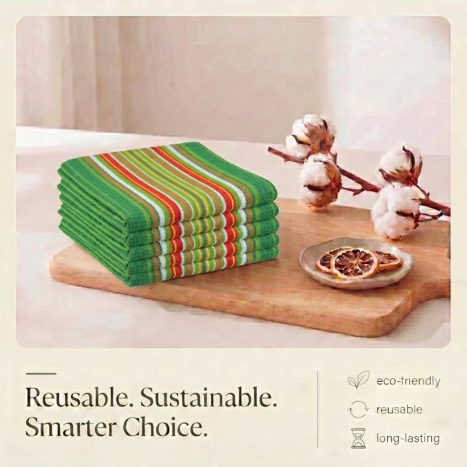 Urban Villa Kitchen Towel Cotton Dish Towel 20”x30”(Set of 6) Leaf Green - Image 8