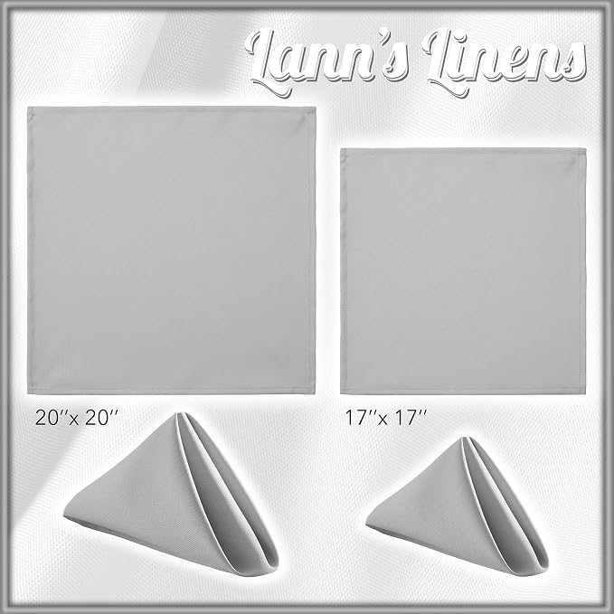 Lann's Linens Set of 12 Cloth Dinner Napkins, 20-inch Polyester Napkins, Washable and Reusable Fabric for Weddings, Hotels, Restaurants - Silver Gray - Image 8