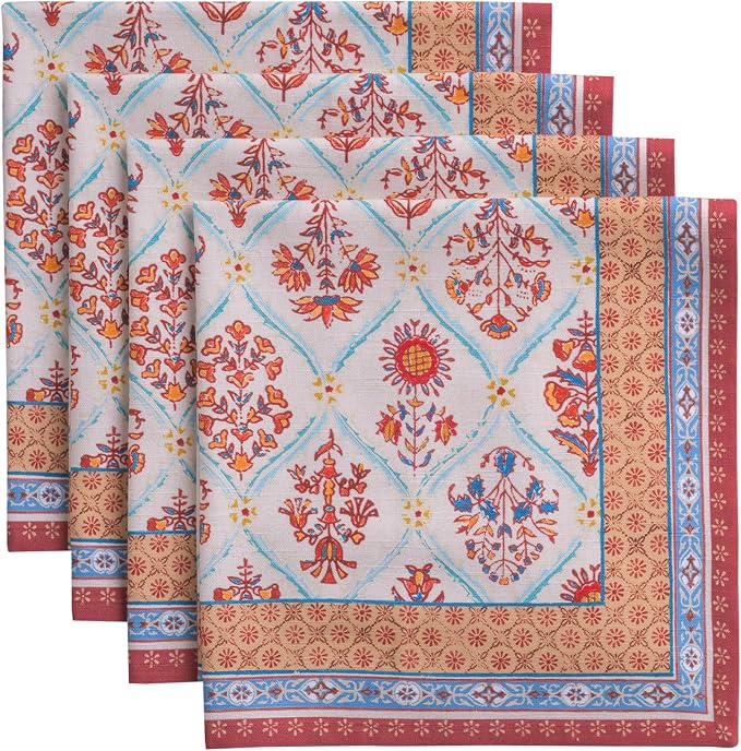Maison d' Hermine Cloth Napkins Set of 4 Reusable 100% Cotton (20" x 20") | Everyday Square Napkins Cloth Washable Dinner Wedding Restaurant Hotel Kitchen Thanksgiving Christmas - Romane by MaisondHermine