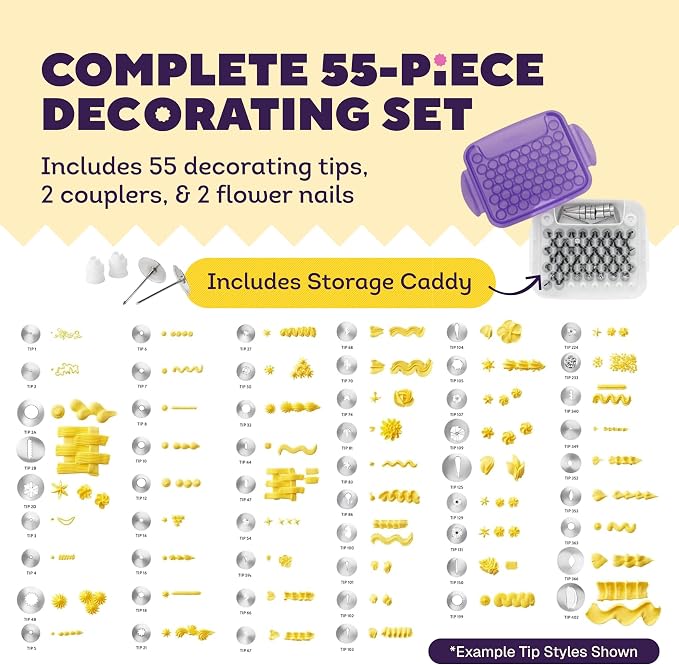 Wilton Master Cake Decorating Piping Tips Set, Cupcake Decorating, 55-Piece | 55-Piece Stainless Steel Tip Set with Storage Case for Piping Rosettes, Stars, Leaves & Borders on Cakes & Cupcakes - Image 7