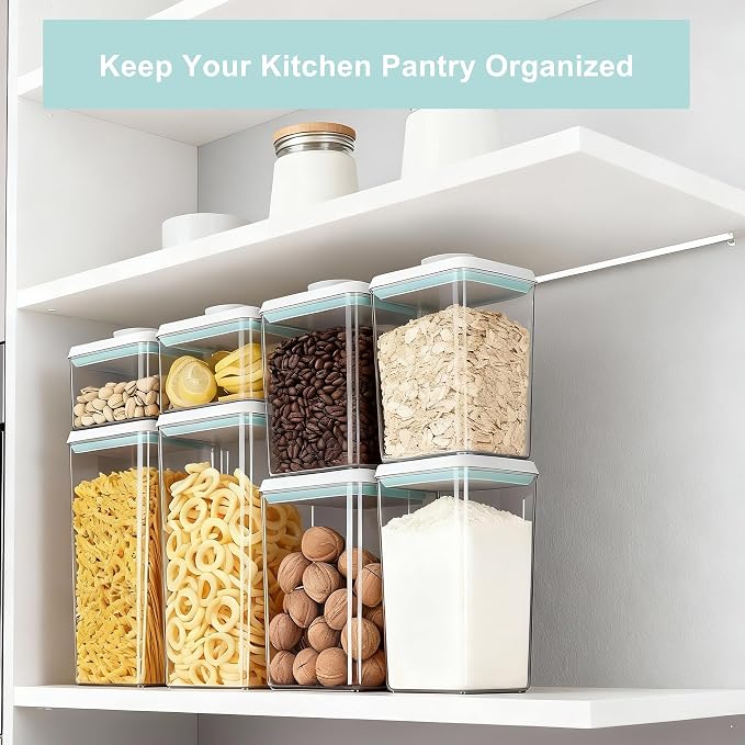 Pop Containers with Lids Stackable Food Storage Containers 3pc | Airtight Kitchen Pantry Organizers for Snack Candy Salt Herb Spices Pasta Cereal Flour Sugar BPA-Free 2700ml/2.85qt *3 - Image 3