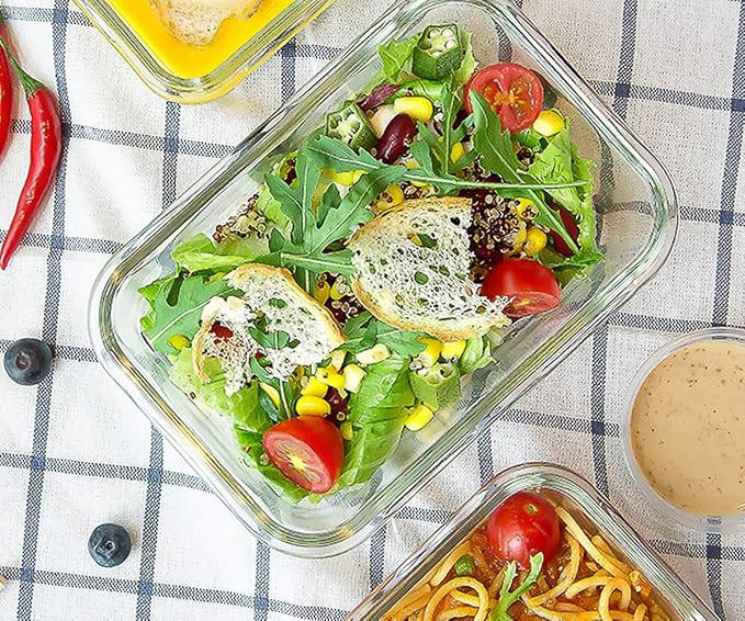 M MCIRCO 8 Pack,30 oz Glass Food Storage Containers with Lids, Green | Glass Meal Prep Containers,Airtight Lunch Containers with Lids, Microwave, Oven, Freezer and Dishwasher Friendly, BPA Free - Image 5