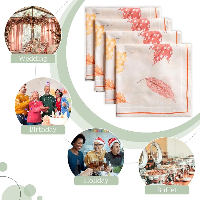 Maison d' Hermine Cloth Napkins Set of 4 Reusable 100% Cotton (20" x 20") | Everyday Square Napkins Cloth Washable Dinner Wedding Restaurant Hotel Kitchen Thanksgiving Christmas - Colours Of Autumn - Image 6