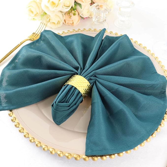 Efavormart Premium Cloth Napkins Set of 10, 20x20 Inch Peacock Teal Green Seamless Dinner Napkins, Washable Linen Table Napkin Cloth with Hemmed Edges for Weddings, Party and Banquet - Image 2