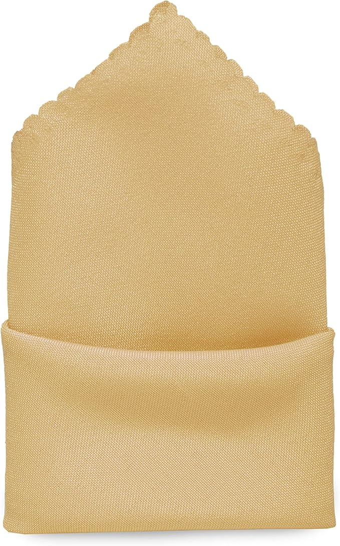 Pack of 25 Polyester Napkins 17 x 17 Inch Square with Scalloped Edge, Plain Washable Reusable Dining Table Cloth Napkin for Wedding Party Banquet Home Restaurant Bistro Decoration - Champagne - Image 4
