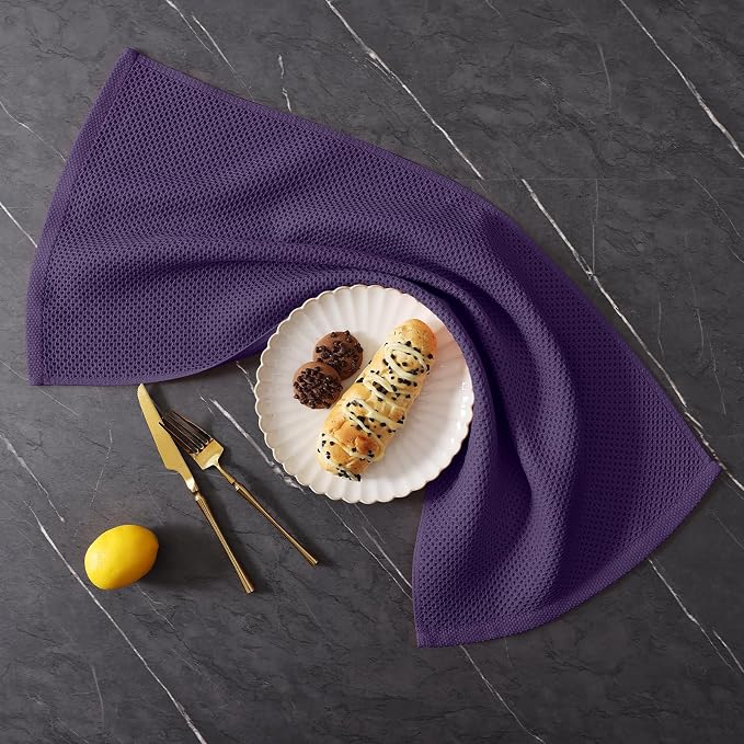 Homaxy 8 Pack 100% Cotton Kitchen Towels and Dishcloths Set, Eggplant | 12 x 12 Inches and 13 x 28 Inches Kitchen Towels Set, Ultra Soft Absorbent Dish Cloths for Washing Dishes - Image 9