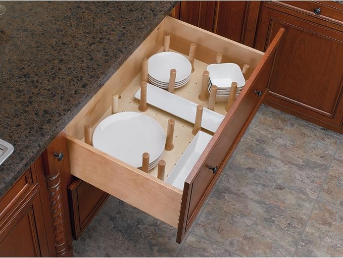 Rev-A-Shelf Pegboard Drawer Divider Organizer, Trim to Custom Fit Wooden Kitchen Cabinet Storage Utensil, Pots & Dish Rack, 39" x 21", 4DPS-3921 - Image 2