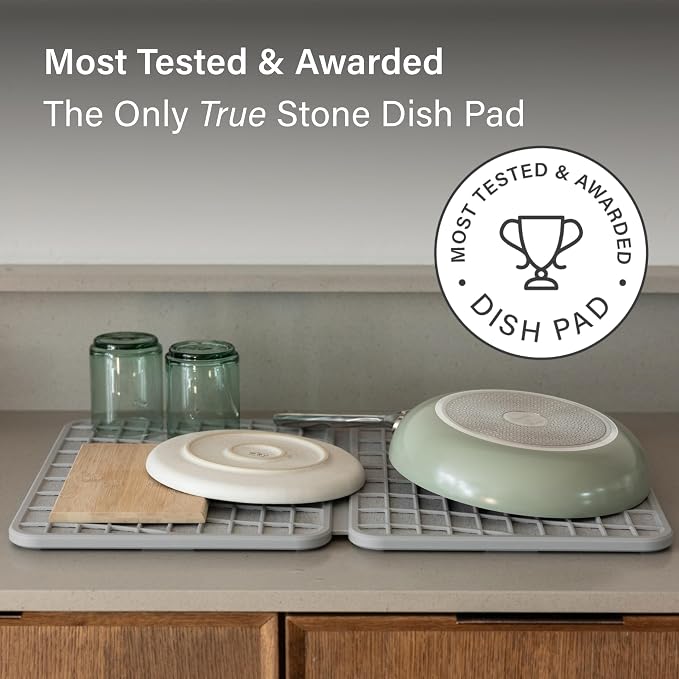 Dorai Home Dish Pad - Collapsable Stone Dish Drying Mat with Diatomaceous Earth for Quick Drying - Ultra Absorbent - Encased in Silicone - Eco-Friendly, Foldable - Large 24.6" x 16.5", Ash - Image 8