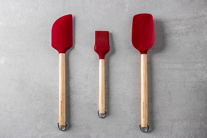 KitchenAid 3pc Birchwood Baking Set with Pastry Brush, Spoon Spatula and Mixer Spatula - Image 5