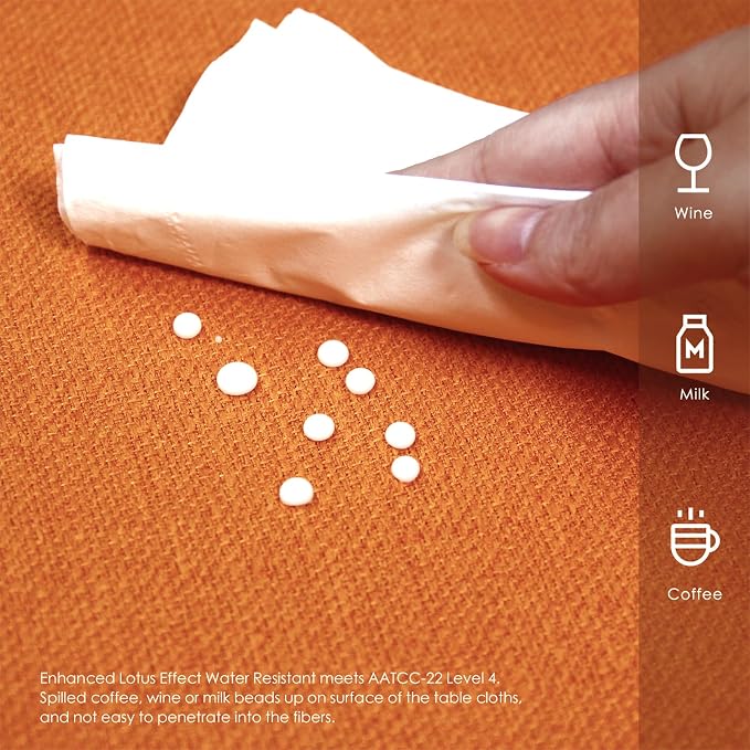 BALCONY & FALCON Rectangle Table Cloth Waterproof Vibrant Orange 95"x55" | Rectangular Washable Wrinkle Resistant Table Cloth Linen Fabric Tablecloths for Dining Party Kitchen Wedding and Outdoor Use - Image 3