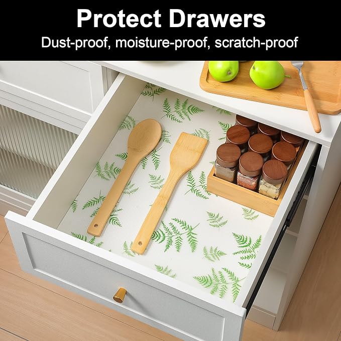 Cooyes Shelf Liner Drawer Liners, Shelf Liners for Kitchen Cabinets, Non-Adhesive Cabinet Liner, EVA Waterproof Non-Slip Refrigerator Liners for Kitchen Drawers（23.6" W x 118" L） - Image 3