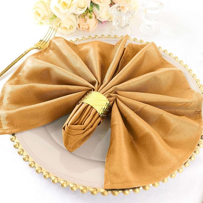 Efavormart Premium Cloth Napkins Set of 100, 20x20 Inch Gold Seamless Dinner Napkins, Washable Linen Table Napkin Cloth with Hemmed Edges for Weddings, Party and Banquet - Image 2