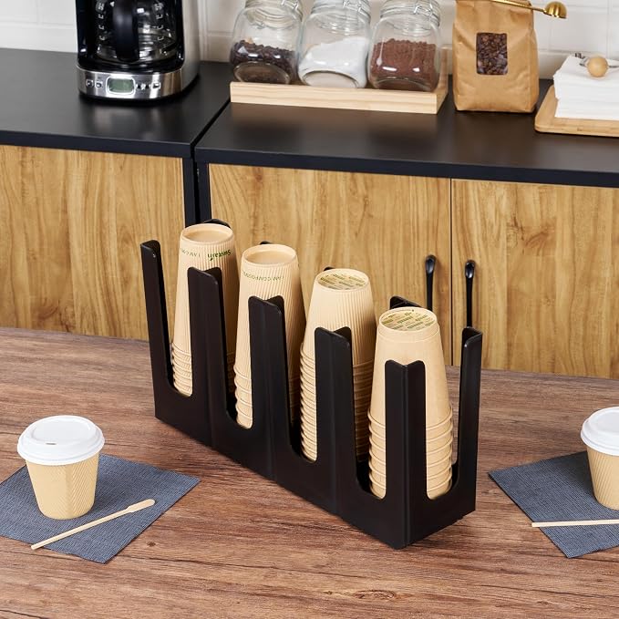 Restaurantware Restpresso Coffee Bar Organizer, 1 Count Durable 4 Compartments, Compact Size, Black Plastic Tabletop Coffee Supplies Organizer For Homes, Office Spaces, Breakrooms, and Lounges - Image 6
