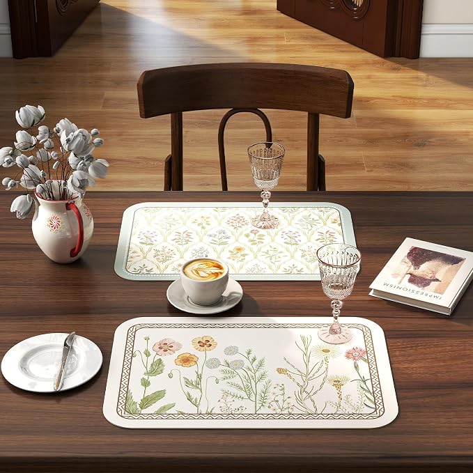 Vinyl Waterproof Placemats Set of 6 Rectangular,12"*17"-Serenity B | Wipeable Beautiful Print Place Mats,Stain Resistant,Heat Resistant,Everyday Meals,Kitchen,Dinning,Holiday,Decor - Image 5