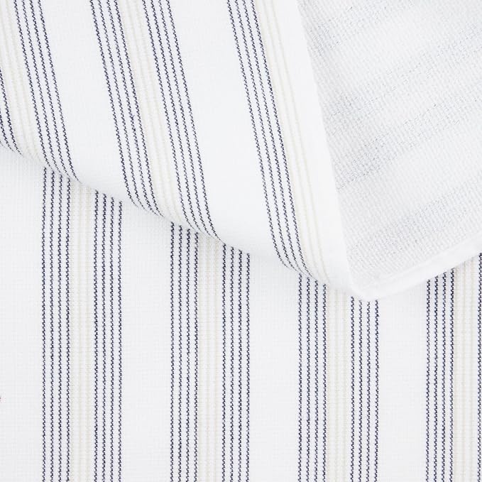 KitchenAid Chambray Stripe Kitchen Towels 8-Pack, Absorbent 100% Woven Cotton, Ink Blue/White, 17”x28” - Image 3