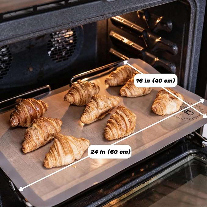 Silicone Baking Mats - Full Size Baking Sheet Liners, Pack of 2, Gray | Oven Safe, Non-Stick Silicone Baking Sheet Liner, Perfect For Baking Macarons Cookies, Pastry & Cakes, 16 x 24 in (40x60 cm) - Image 2