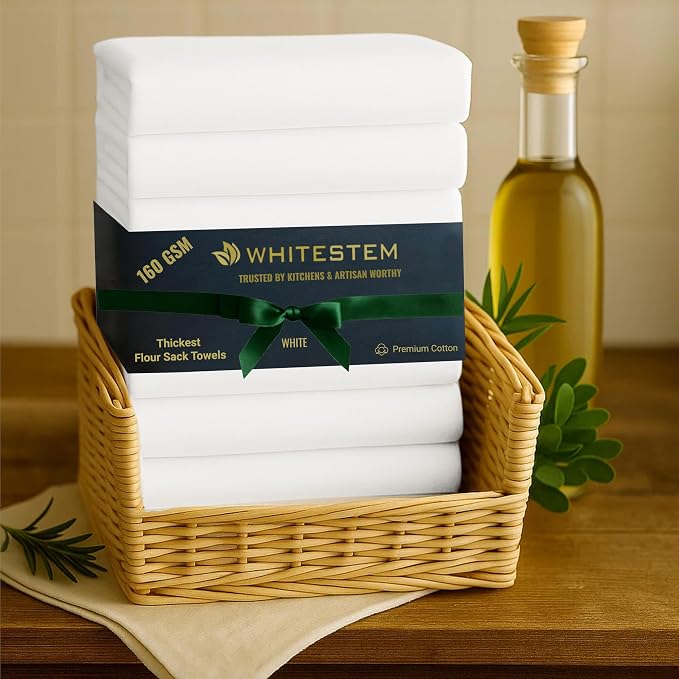 Flour Sack Towels | Tea Towel for Crafts | Kitchen Dish Cotton Blank Towel for Embroidery | Baking Bread Proofing Linen Cover | Thick Absorbent Quick Dry | 2 Pack 33"x38" White - Image 8