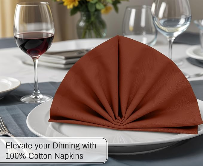 Ruvanti Cloth Napkins Set of 12, 18x18 Inches, Napkin Cloth Washable, Soft & ‎Absorbent 100% Cotton Napkins, Perfect for Wedding, Christmas, ‎Thanksgiving, and Dinner - Rust - Image 4