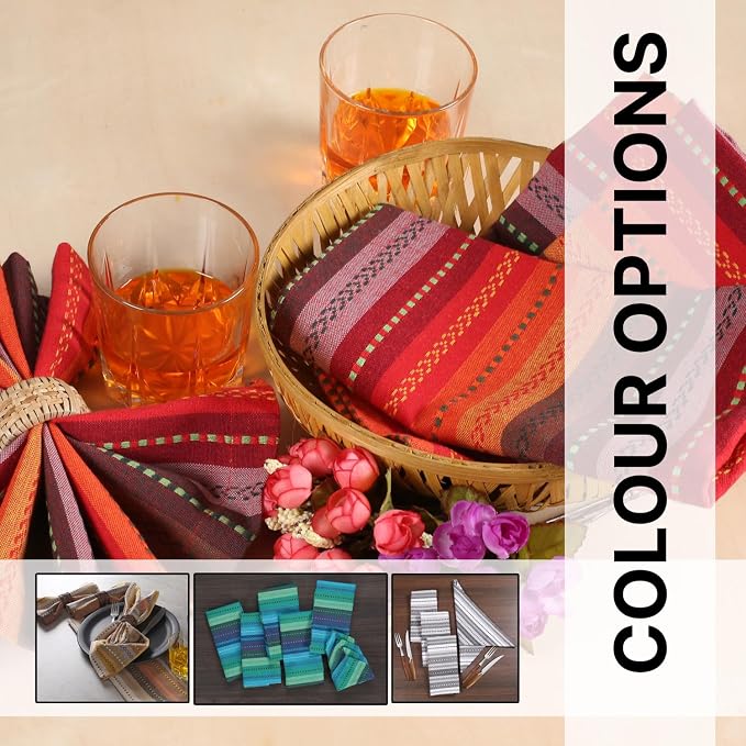 LFH Home Cotton Rich Cloth Salsa Napkin Set of 24 Valentine’s Day Romantic Red Washable Soft Durable Striped Table Napkins for Dining, Wedding, Daily Use, Reusable Eco-Friendly (18x18) - Image 4