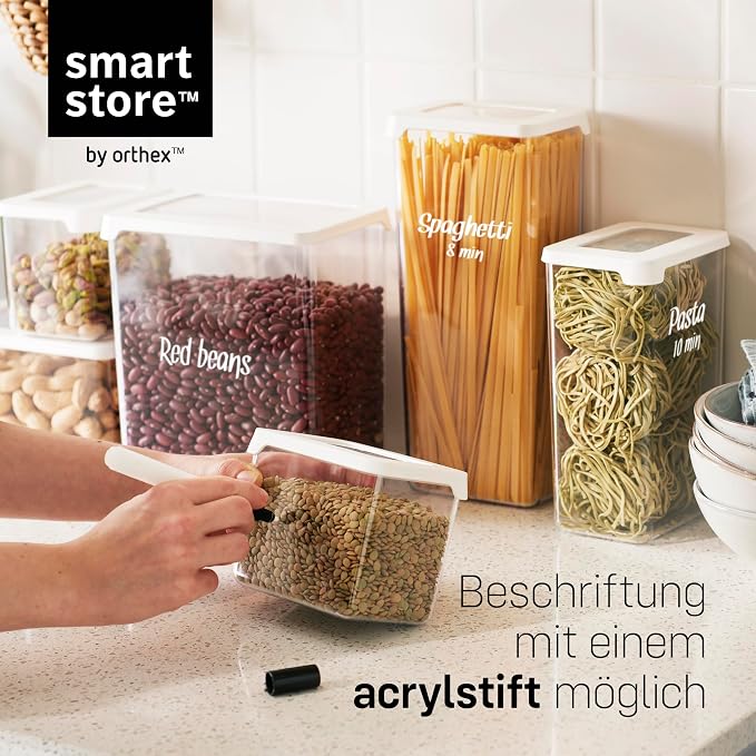 SmartStore Clear Airtight Dry Food Containers with Lids 3.5L Set of 4-20% Bio-based Plastic Storage Box with Lid, BPA Free, Dishwasher Safe - Stacking Kitchen Storage Containers - 12.5 x 18 x 20cm - Image 3