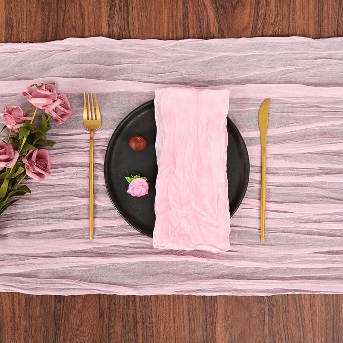 fani 100 Pack Gauze Cheesecloth Napkins, 20 x 20 in, Light Pink | Wrinkled Table Napkins, Soft Cotton, Rustic Decorative, Weddings, Party, Dinner Table, Everyday Use - Image 6