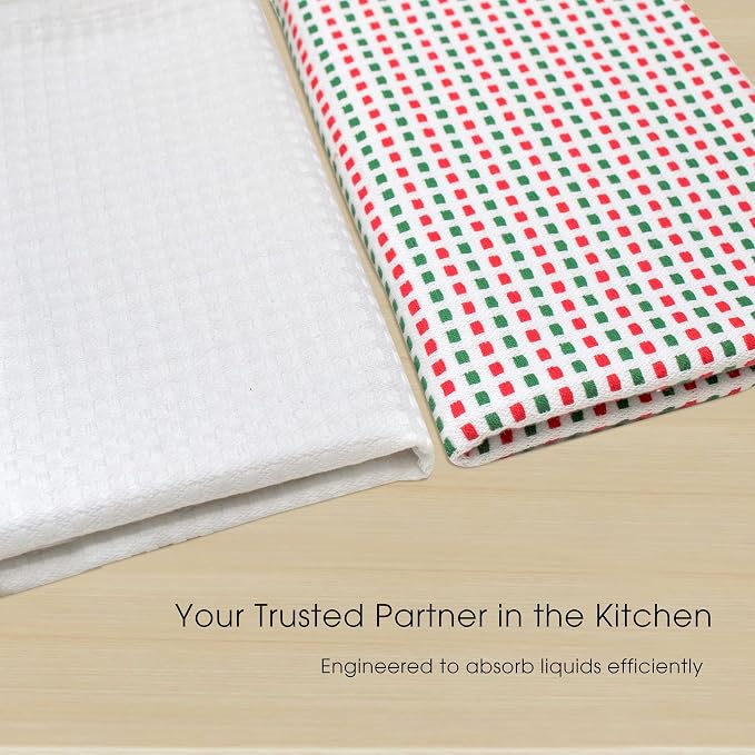 Urban Villa Kitchen Towels Cotton Dish Towels 20”x30” (Set of 6)Red/Grn/Wht - Image 3