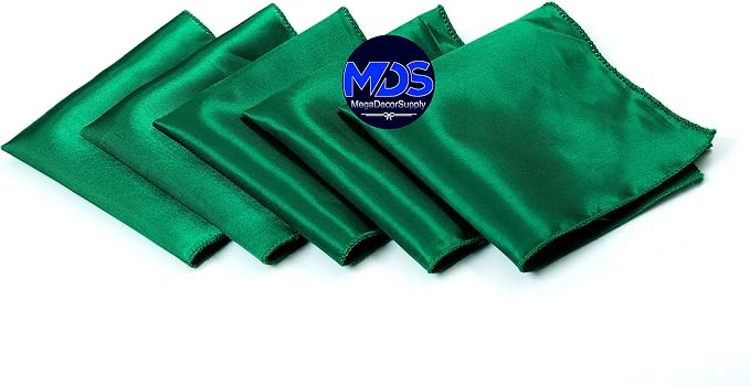 Set of 100 PCS Satin Napkin 12x12 Inch Square, Dinner Table Napkins for Wedding, Bulk Silky Sateen Cloth Napkins for Restaurant Banquet Graduation Birthday Party Decoration - Emerald Green - Image 2