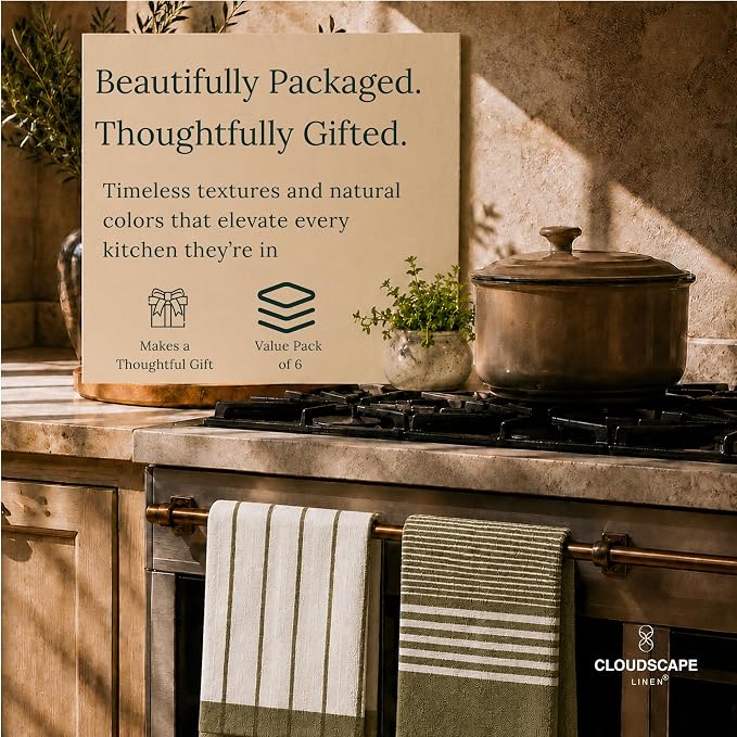 CSL Pack of 12 Kitchen Towels, Absorbent & Soft, Oversized, 18x28 - Green - Image 8