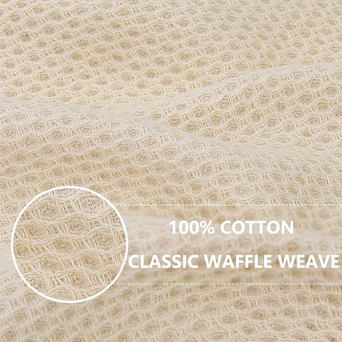 Homaxy 100% Cotton Waffle Weave Kitchen Dish Cloths, 9-Pack, Beige | Ultra Soft Absorbent Dish Towels, Quick Drying Dish Rags with Hanging Loop, 12 x 12 Inches - Image 2