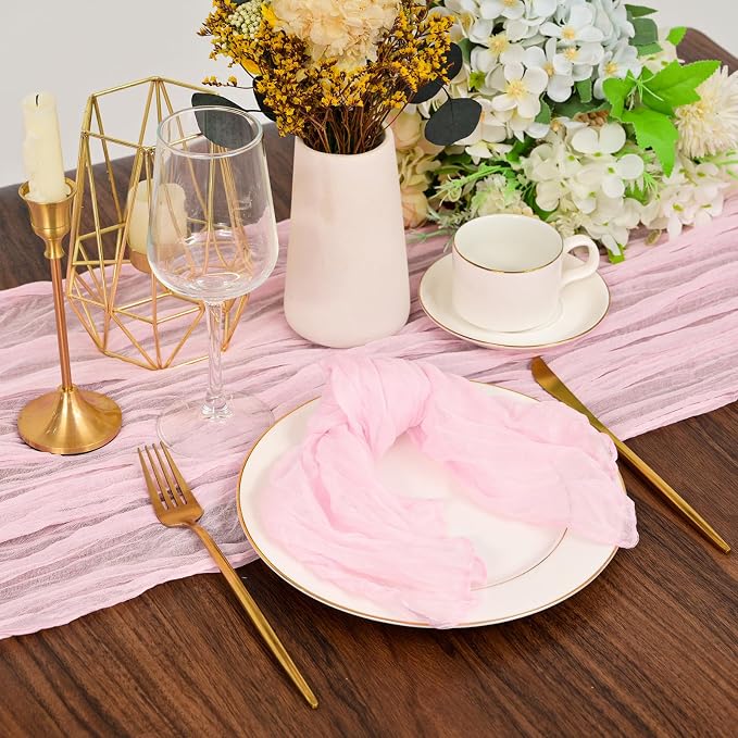 fani 100 Pack Gauze Cheesecloth Napkins, 20 x 20 in, Light Pink | Wrinkled Table Napkins, Soft Cotton, Rustic Decorative, Weddings, Party, Dinner Table, Everyday Use - Image 7