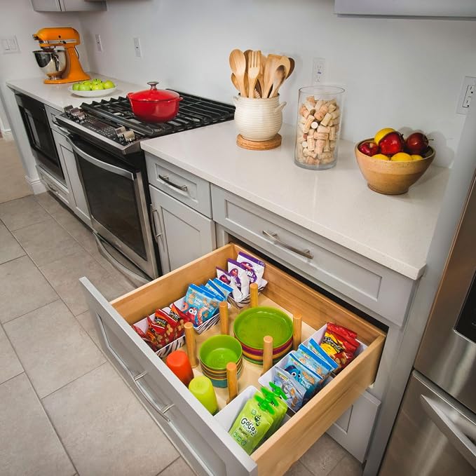 Rev-A-Shelf Trimmable Pegboard Drawer Divider Organizer, Trim to Custom Fit Wooden Kitchen Cabinet Storage Utensil, Pots & Dish Rack, 24" x 21", 4DPS-2421 - Image 2