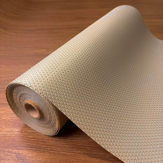 EVALAND Shelf Liner Cabinet Liner Non-Adhesive Drawer Liner 17.7 in x 33 FT | Non-Slip, Washable, Waterproof, Fridge Liners, Contact Paper, Shelf Liners for Cabinets, Kitchen, Refrigerator, Beige by EVALAND