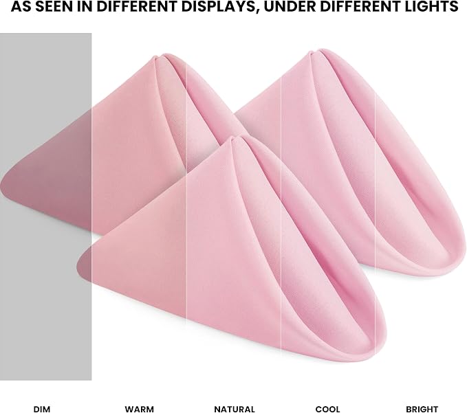 Utopia Home [12 Pack, Pink] Cloth Napkins 20x20 Inches, 100% Polyester | Hemmed Edges, Washable and Reusable Ideal for Parties, Weddings and Dinners - Image 2