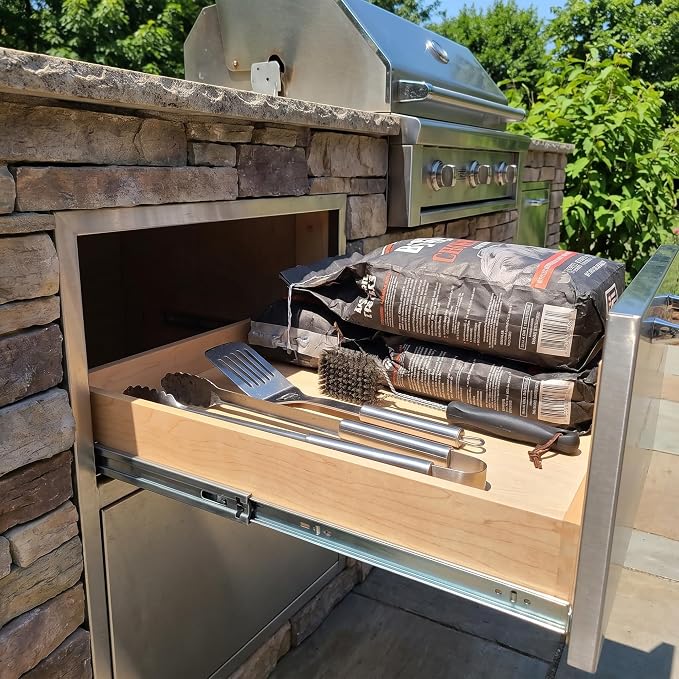 HardRock MDF Pull-Out Cabinet Drawer Organizer 14"W x 21"D | Heavy Duty (100Lbs) Wooden Pullout Inserts, Soft Close Sliding Shelf for Kitchen Cabinets, Pantry, Storages - Fully Assembled - Image 4