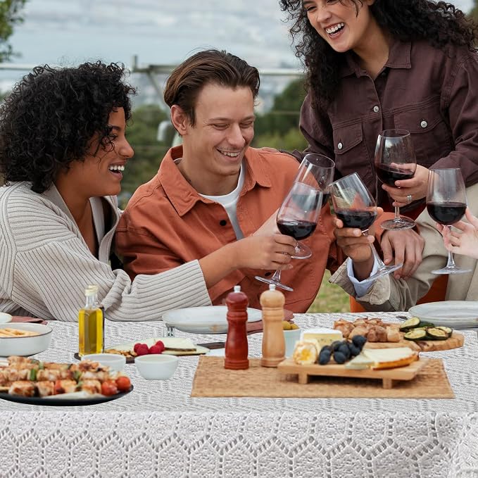Majestic Giftware Polyester Tablecloths for Rectangle Tables - White Lace | (70/200) - TC1725UL Mini Hexagon - Unlined Design Dining Table Cover | Decorative Washable Tablecloth for Home & Kitchen - Image 7
