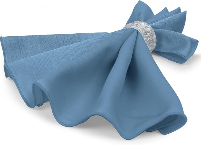 17 x 17-Inch Shantung Satin Cloth Napkins, Slate Set of 12 | Bulk Case of 1 Dozen, Square, 100% Polyester Fabric, Reversible, Faux Dupioni Silk Reverse Side, Machine Washable, Blue - Image 7